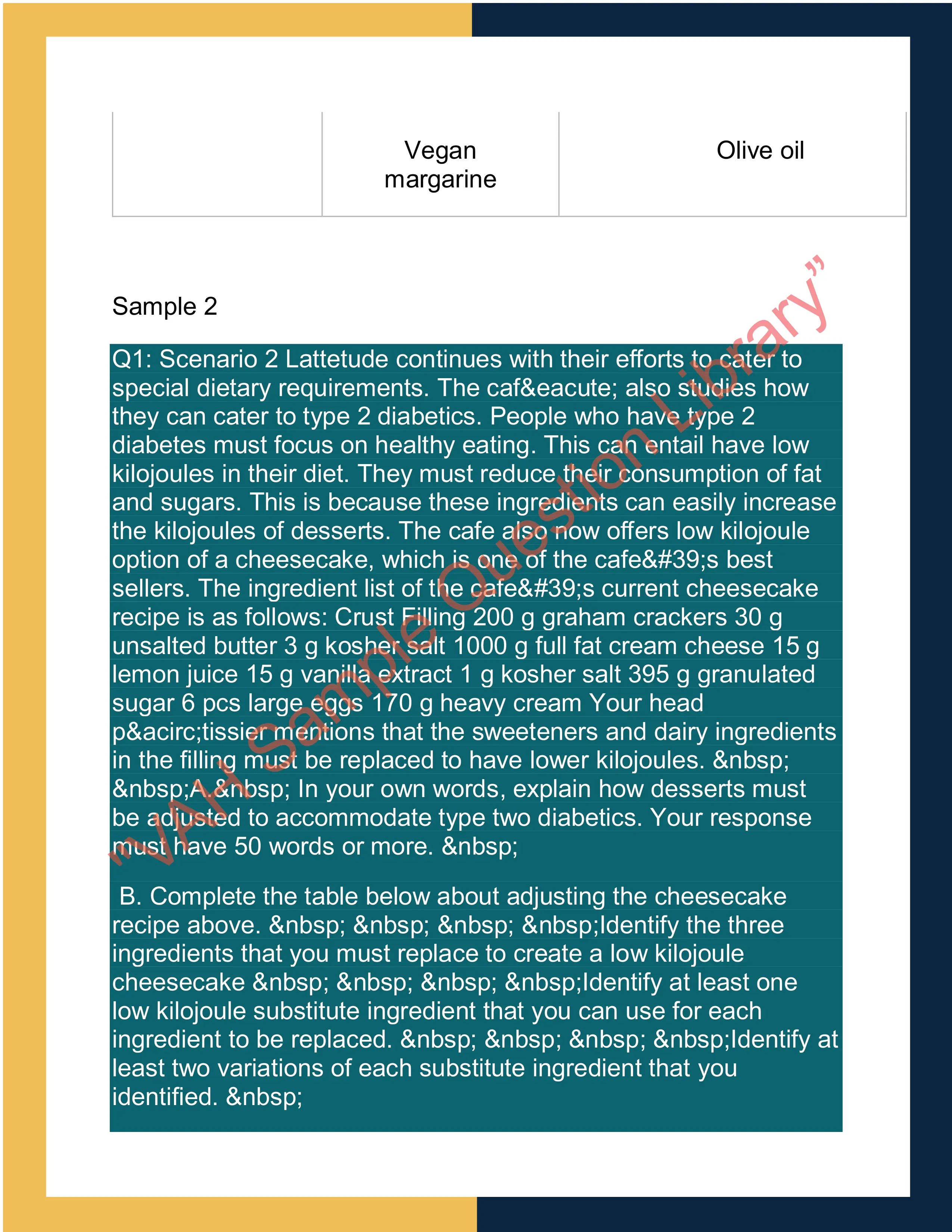 Sample Solution for SITHPAT016 - Produce desserts 2